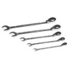 Bahco 5-Piece Ratcheting Ring Spanner Set, 8 to 19 mm, Alloy Steel, Chrome Finish 1RM/S5