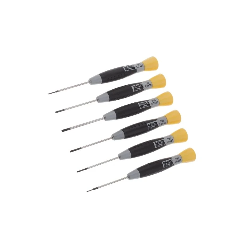 Bahco Slotted Precision Screwdriver Set 6-Piece 1 mm to 2.5 mm Tips 706-3