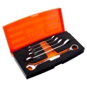 Bahco 5-Piece Ratcheting Ring Spanner Set, 8 to 19 mm, Alloy Steel, Chrome Finish 1RM/S5