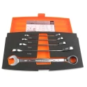 Bahco 5-Piece Ratcheting Ring Spanner Set, 8 to 19 mm, Alloy Steel, Chrome Finish 1RM/S5