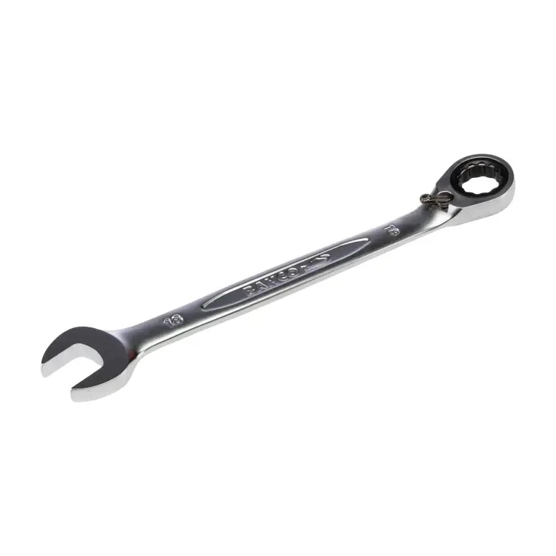 Bahco Ratchet Spanner 18 mm, Alloy Steel, Chrome Finish, 237mm Overall Length 1RM-18