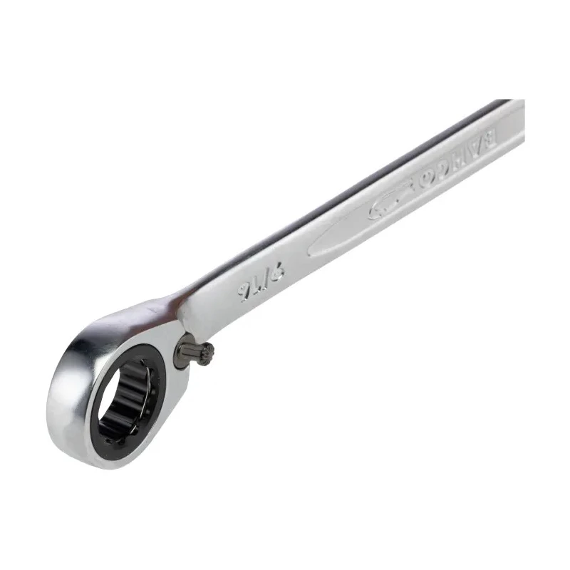Bahco Ratchet Spanner 9/16 in Imperial Size, Alloy Steel Chrome Finish, 190mm Overall Length 1RZ-9/16
