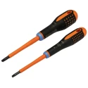 Bahco Insulated Pozidriv and Slotted Screwdriver Set, 2-Piece, Rated 1000V, PZ1 PZ2 BE-9890S