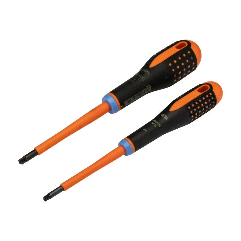 Bahco Insulated Pozidriv and Slotted Screwdriver Set, 2-Piece, Rated 1000V, PZ1 PZ2 BE-9890S