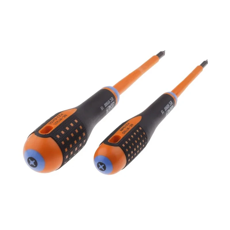 Bahco Insulated Pozidriv and Slotted Screwdriver Set, 2-Piece, Rated 1000V, PZ1 PZ2 BE-9890S