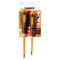 Bahco Insulated Pozidriv and Slotted Screwdriver Set, 2-Piece, Rated 1000V, PZ1 PZ2 BE-9890S
