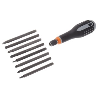Bahco Hexagon Interchangeable Standard Screwdriver Set, 8-Piece, Tips 5.5 mm, 6.5 mm, 1/4 in, PH1, PH2, PZ1, PZ2 BE-8572