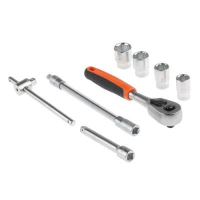 Bahco 16-Piece 1/4 in Standard Socket Set Alloy Steel, DIN ISO, 280mm Overall Length S160AF