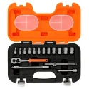 Bahco 16-Piece 1/4 in Standard Socket Set Alloy Steel, DIN ISO, 280mm Overall Length S160AF