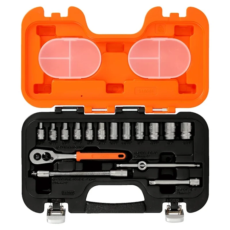 Bahco 16-Piece 1/4 in Standard Socket Set Alloy Steel, DIN ISO, 280mm Overall Length S160AF