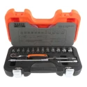 Bahco 16-Piece 1/4 in Standard Socket Set Alloy Steel, DIN ISO, 280mm Overall Length S160AF