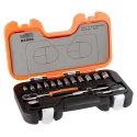 Bahco 16-Piece 1/4 in Standard Socket Set Alloy Steel, DIN ISO, 280mm Overall Length S160AF