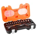 Bahco 16-Piece 1/4 in Standard Socket Set Alloy Steel, DIN ISO, 280mm Overall Length S160AF