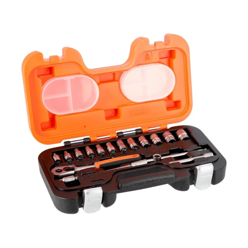Bahco 16-Piece 1/4 in Standard Socket Set Alloy Steel, DIN ISO, 280mm Overall Length S160AF