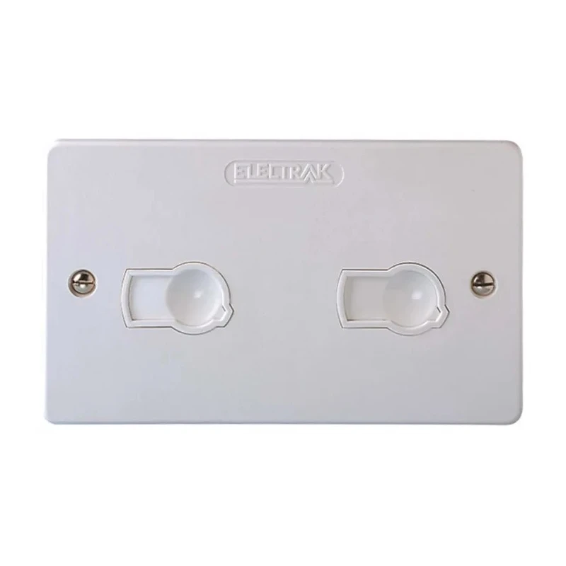 Electrak 13A White 2 Gang Plug Socket 2P 240V Polycarbonate Screwed Wall Mount AZ0010