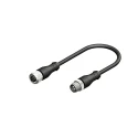 RS PRO Sensor Actuator Cable Female 3 Way M12 Straight to Male 3 Way M12 Straight 250V PVC Jacket Black 2m Length 877-1189