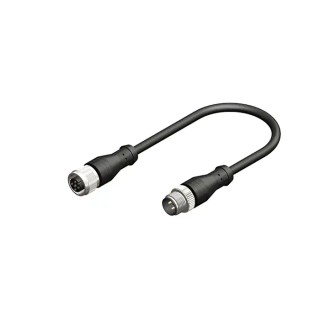 RS PRO Sensor Actuator Cable Female 3 Way M12 Straight to Male 3 Way M12 Straight 250V PVC Jacket Black 2m Length 877-1189