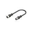 RS PRO Sensor Actuator Cable Female 3 Way M12 Straight to Male 3 Way M12 Straight 250V PVC Jacket Black 2m Length 877-1189