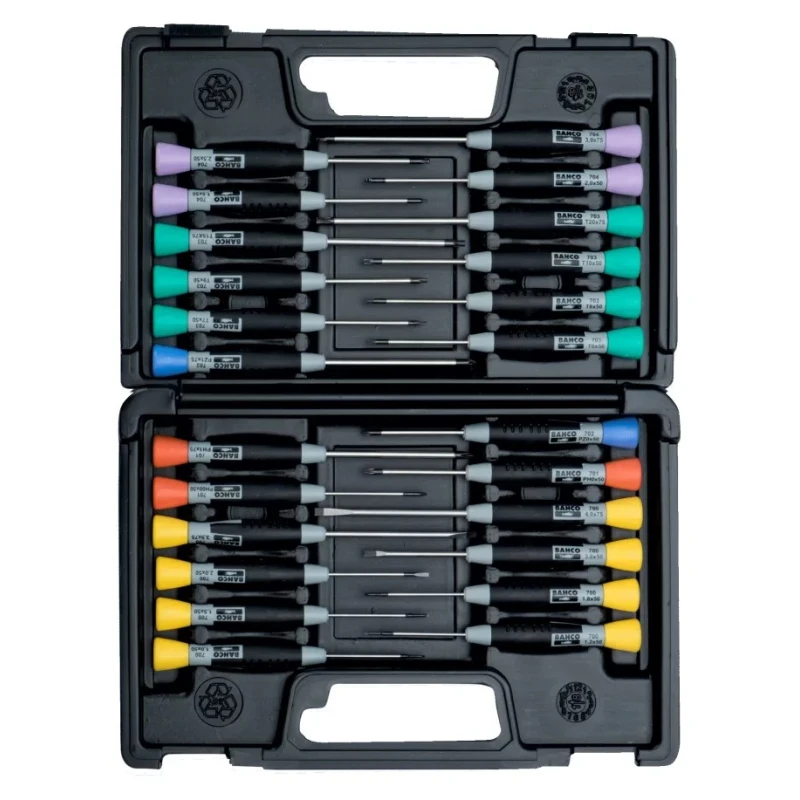 Bahco Precision Screwdriver Set 24-Piece Hexagon Phillips Pozidriv Slotted Torx Tips 706-5