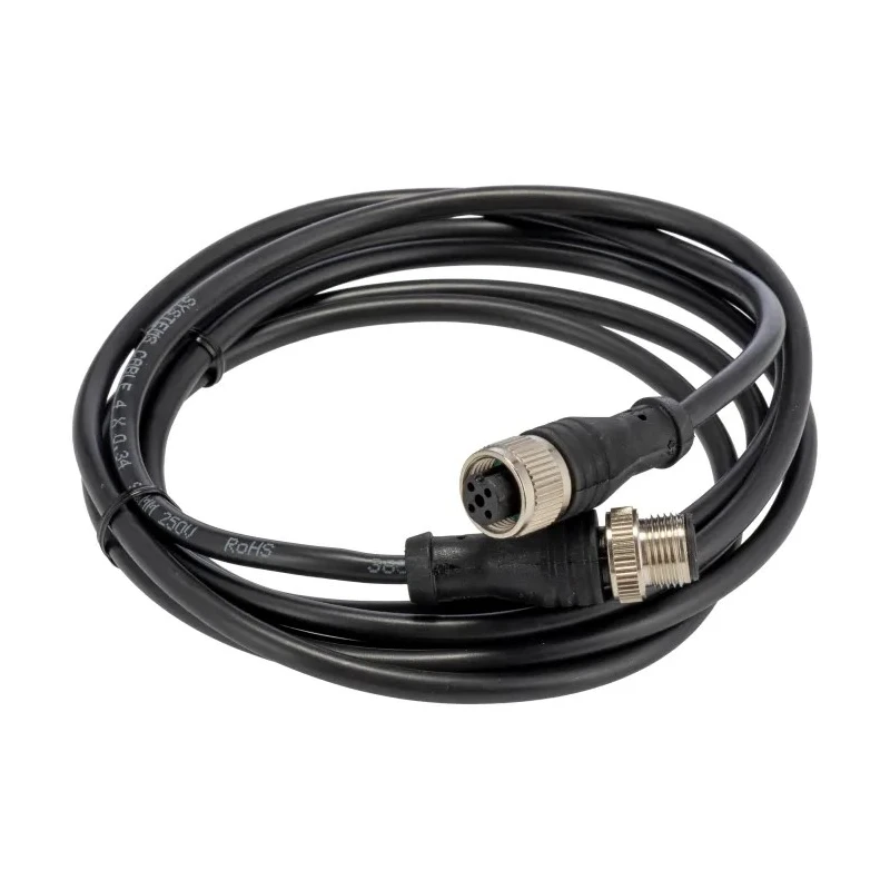 RS PRO Sensor Actuator Cable Female 4 Way Straight to Male 4 Way Straight, Polyurethane Jacket, 2m Length 877-1198