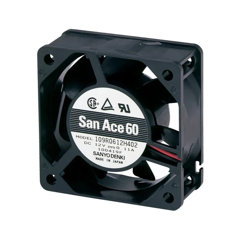 Sanyo Denki 109R Series Axial Fan 12V DC 1.32W 110mA 31.8m³/h 60mm Square Frame 109R0612H401