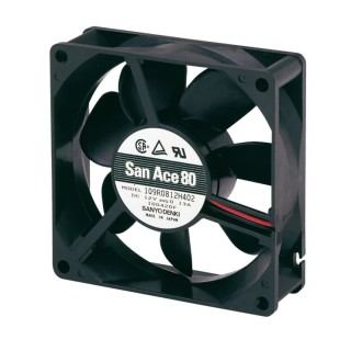 Sanyo Denki 109R Series Axial Fan 48V DC, 2.88W Power, 72 m³/h Airflow, 6300 RPM, 80 mm Frame 109R0848S402