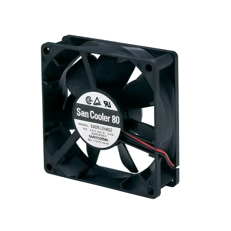 Sanyo Denki 9A Series Axial Fan, 12V DC, 72 m³/h Airflow, 2.16 W Power, 180 mA Max Current, 80 mm Square Frame 9A0812S4021