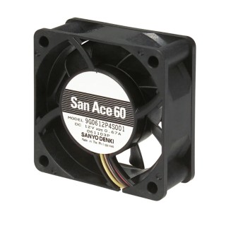 Sanyo Denki 9G Series Axial Fan 12V DC 6W 72.5 m³/h 6300 RPM Ball Bearing Backward Curve 60 mm Square Frame 9G0612P4H0011