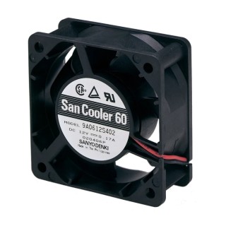 Sanyo Denki 9A Series 60 mm Square Axial Fan, 12V DC, 2.04 W, 170 mA, 6300 RPM, Ball Bearing 9A0612S4011