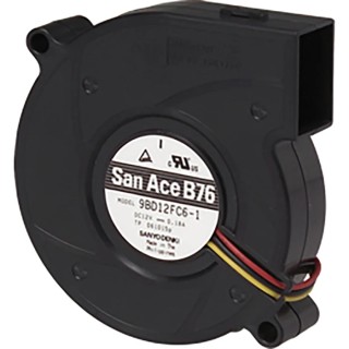 Sanyo Denki San Ace B76 Series Blower Centrifugal Fan 12V DC 10.2 CFM 76mm x 76mm x 20mm 9BD12SC6-1