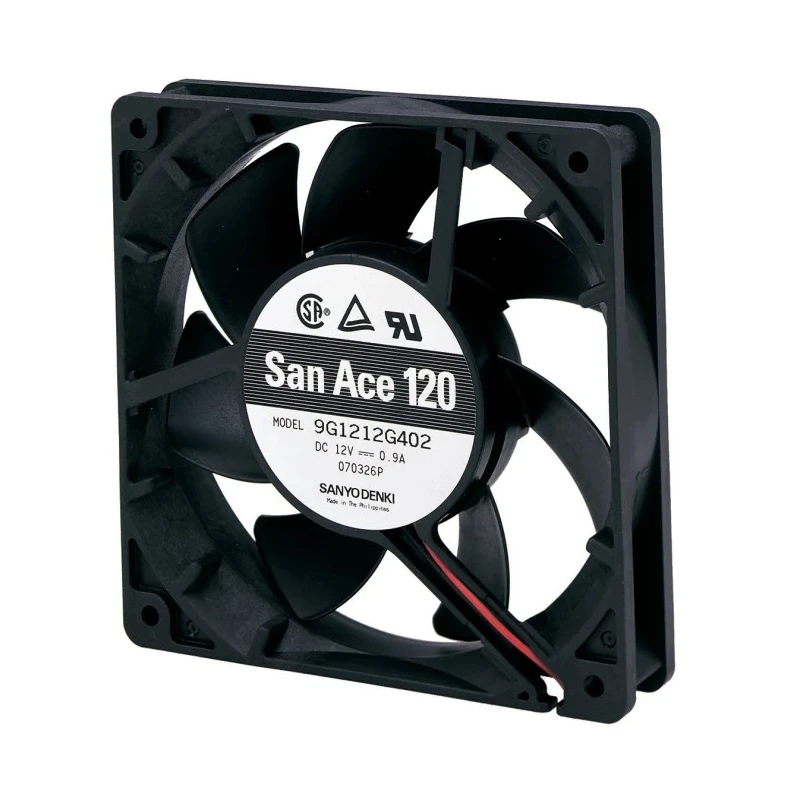 Sanyo Denki 9G Series Axial Fan, 12V DC, 195.4 m³/h Air Flow, 6.96 W Power, 6300 RPM, Ball Bearing, Square Frame 9G1212E401