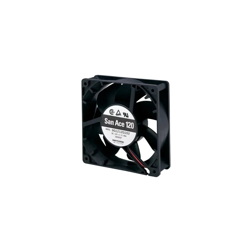 Sanyo Denki 9G Series Axial Fan 12V DC, 168.2 m³/h Air Flow, 4.56 W Power, 6300 RPM, Ball Bearing, 119x119x38 mm 9G1212H101