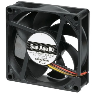Sanyo Denki 9GA Series Axial Fan, 12V DC, 87.5 m³/h Air Flow, 2.64W Power, 220mA Max Current, 80mm Size 9GA0812P4H001