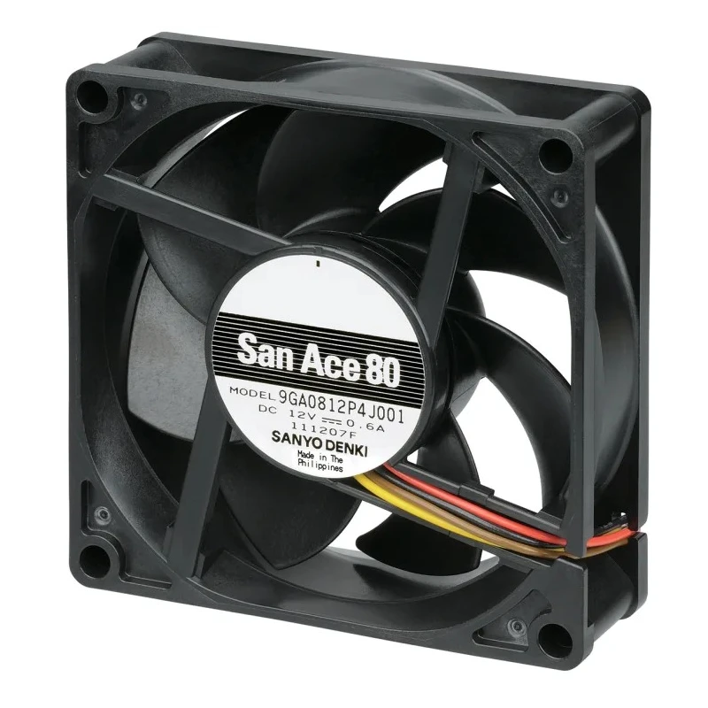 Sanyo Denki San Ace 9GA Series Axial Fan 12V DC 7.2W 124m³/h 80mm x 80mm x 25.2mm 9GA0812P4J001