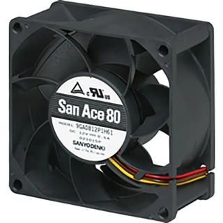 Sanyo Denki 9GA Series Axial Fan, 24V DC, 11.28W, 470mA, 156 m³/h Air Flow, 80mm Frame 9GA0824P1S61