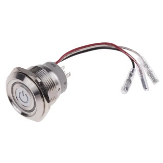 RS PRO Illuminated Momentary Push Button Switch, Panel Mount, 30.2 mm Cutout, SPDT RGB LED, IP67, 250 V AC, 5A 877-1858
