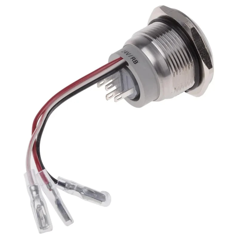 RS PRO Illuminated Momentary Push Button Switch, Panel Mount, 30.2 mm Cutout, SPDT RGB LED, IP67, 250 V AC, 5A 877-1858