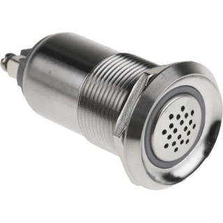 RS PRO Buzzer Panel 24V DC, IP40, 75 dB at 1m, Intermittent Tone, Brass/Steel/PBT Housing IP40