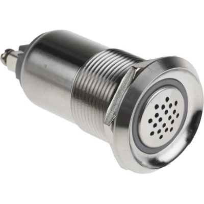 RS PRO Buzzer Panel 24V DC, IP40, 75 dB at 1m, Intermittent Tone, Brass/Steel/PBT Housing IP40