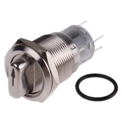 RS PRO Knob Selector Switch - (On-On) Illuminated 2 Positions IP67 Stainless Steel 12V 5A 90° 877-1961