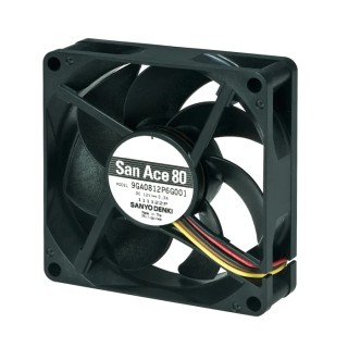 Sanyo Denki 9GA Series Axial Fan 24V DC 3.6W 150mA Max 103.2 m³/h 80mm x 80mm x 20mm 9GA0824P6G001