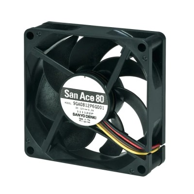 Sanyo Denki 9GA Series Axial Fan 24V DC 3.6W 150mA Max 103.2 m³/h 80mm x 80mm x 20mm 9GA0824P6G001