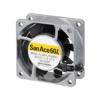 Sanyo Denki 9LG Series Axial Fan, 12V DC, 65.9 m³/h Air Flow, 4.68W Power, 390mA Current, 60mm Frame 9LG0612P4J001