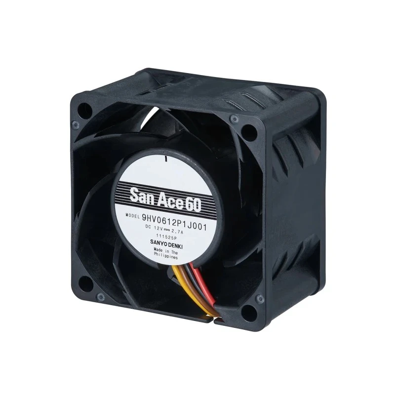 Sanyo Denki 9HV Series Axial Fan 12V DC 32.4W 2.7A 112.8 m³/h 60mm x 60mm x 38mm 9HV0612P1J0011