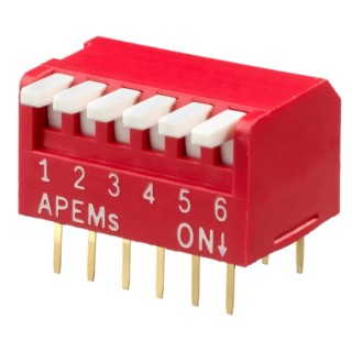 APEM Piano Rotary Coded DIP Switch DPL06V with Piano Actuator, Up to 10 Way, 25mA 24Vdc Switching Rating DPL06V