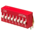 APEM Raised Rotary Coded DIP Switch DA08V, SPST, Through-Hole, Raised Actuator, Low Contact Resistance 50mΩ DA08V