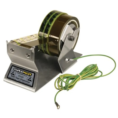 Desco Europe ESD Tape Dispenser for 50 mm Width Tape with Groundable Stainless Steel Housing 242256