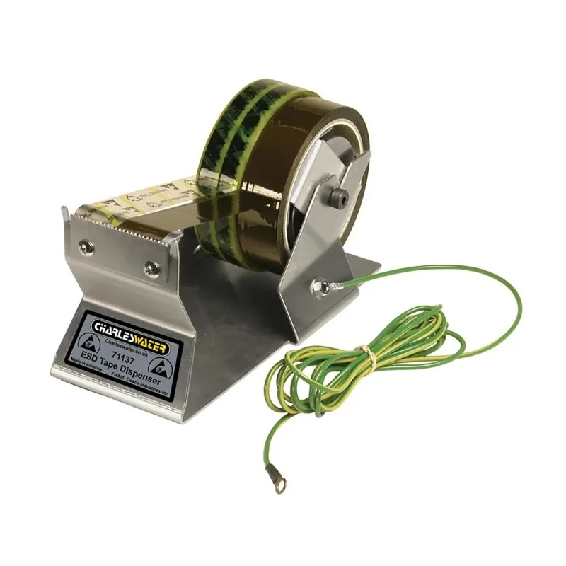 Desco Europe ESD Tape Dispenser for 50 mm Width Tape with Groundable Stainless Steel Housing 242256