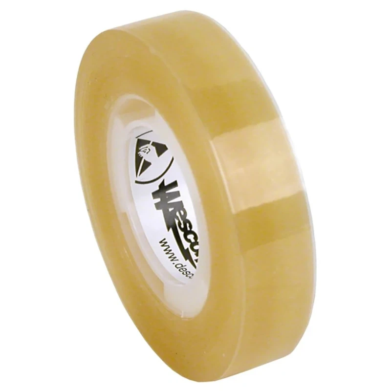 Desco Europe Rubber (Base) Cellulose ESD Tape 12mm Width x 65.8m Length Transparent 2.4 mil Thickness 242293