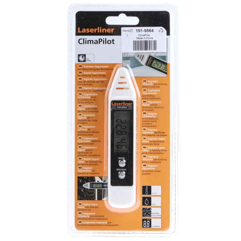 Laserliner Digital Hygrometer with Dew Point Function, 50°C Max Temperature, ±1°C Temperature Accuracy, ±2 %RH 082.034A